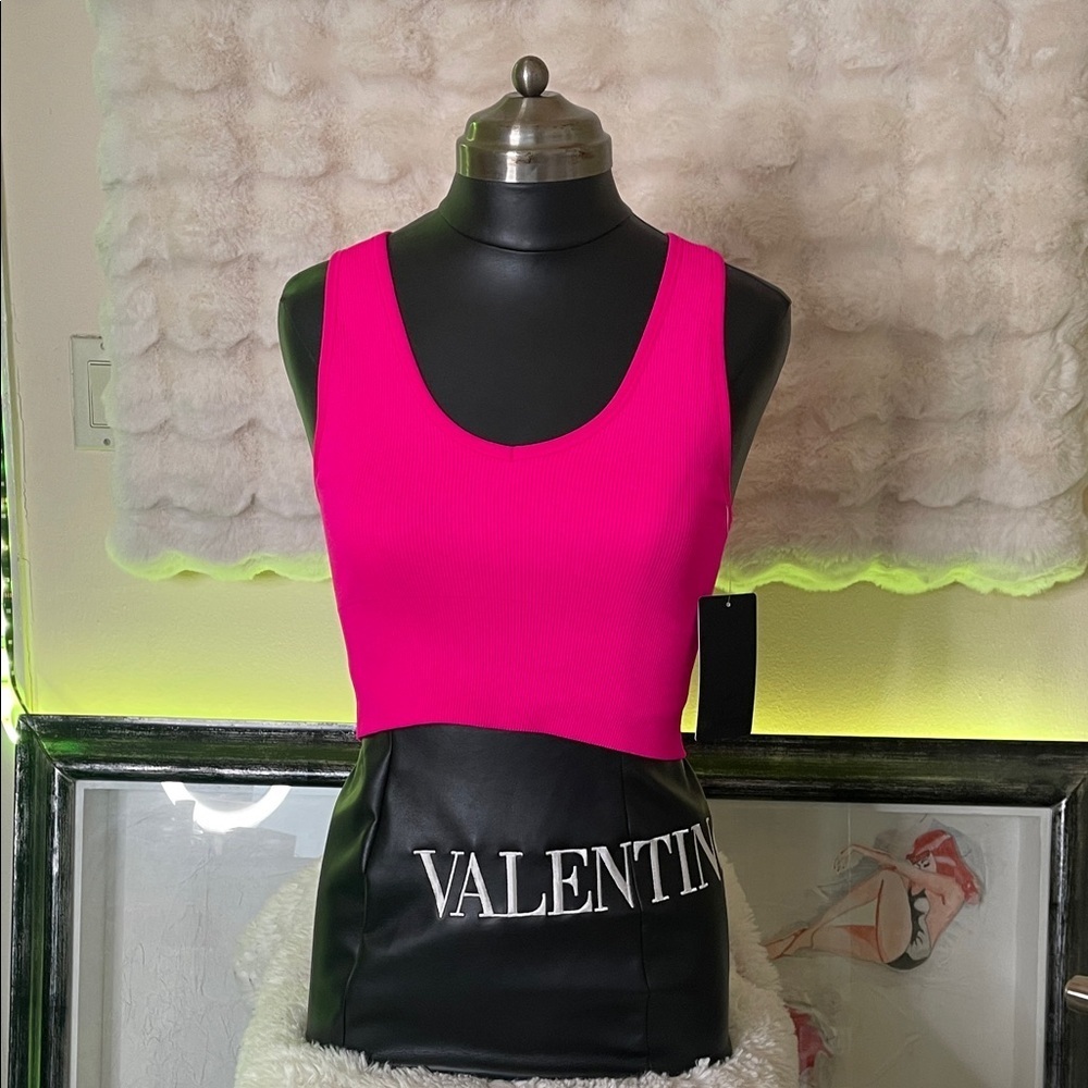 90 degrees Hot Pink and Black Tank Top
